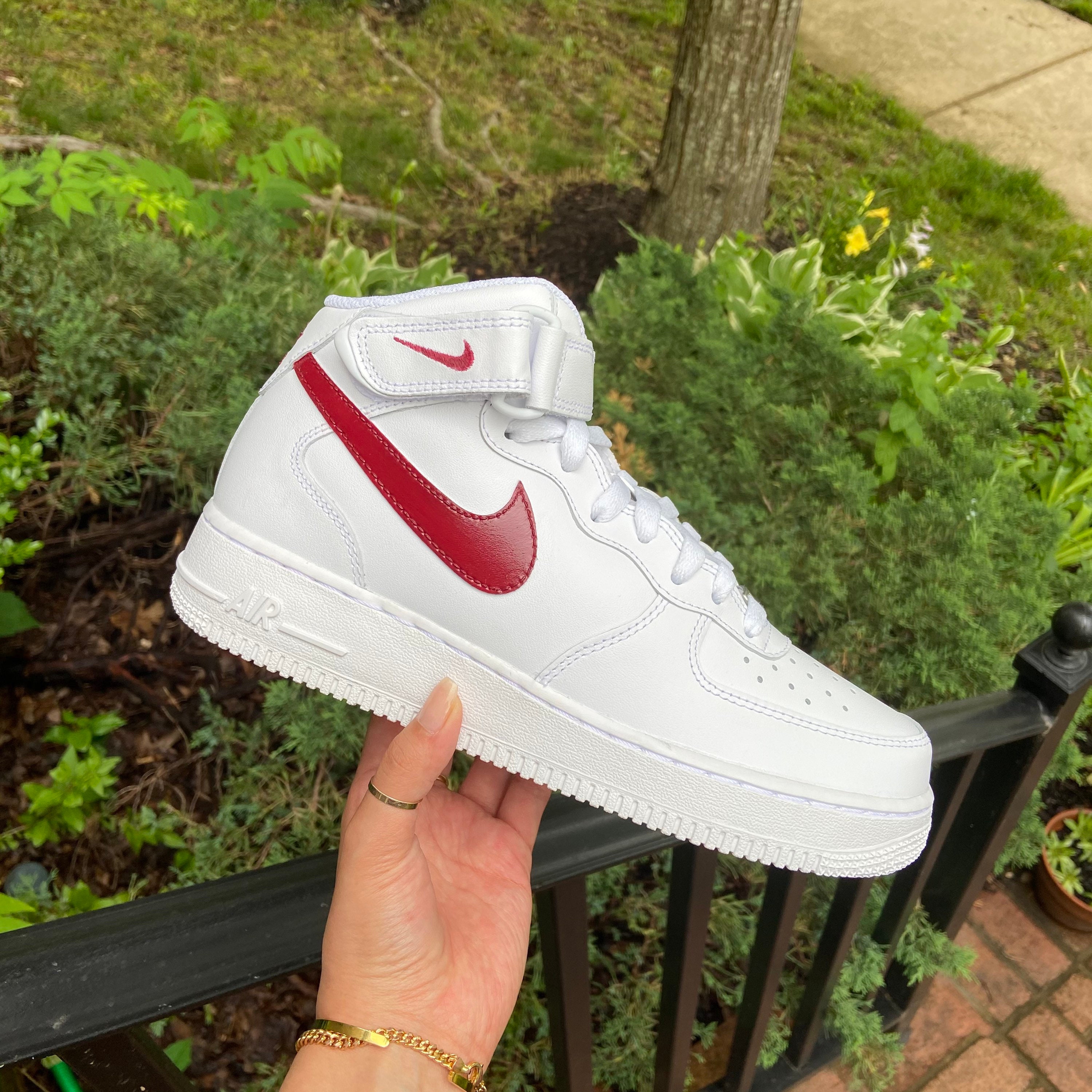 Red Swoosh Air Force 1 Mid | Etsy