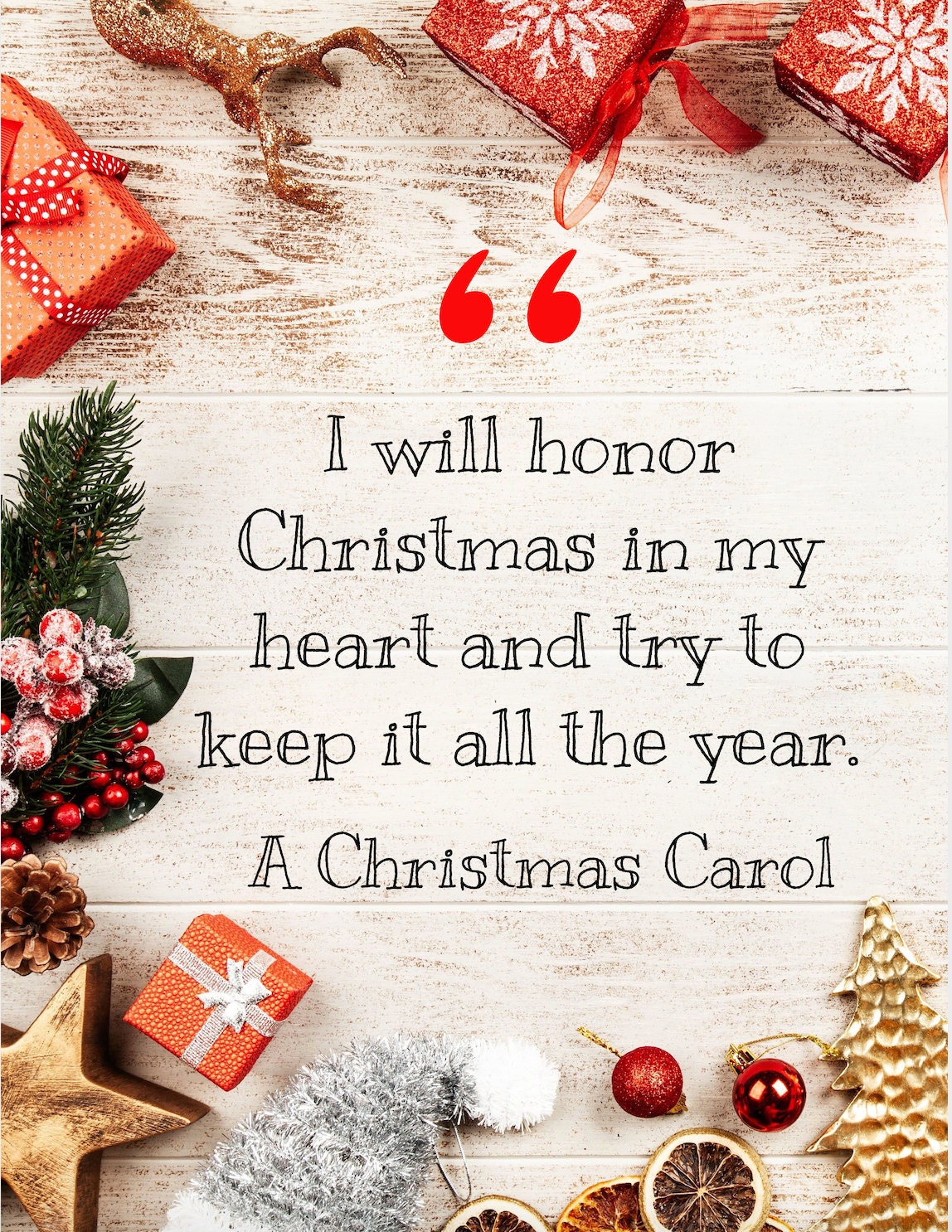 A Christmas Carol Movie Quote Downloadable I Will Honor  Etsy