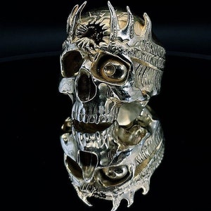 Men's Sterling Silver Hades God Ring, Handmade Greek Skull Ring in Sterling Silver | Mythology-Inspired Men's Ring, Unique Gothic Jewelry