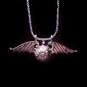 Ockult bevingat ögonhänge, mystiskt hornögahalsband, andliga gotiska smycken i sterlingsilver