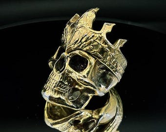 Vorstelijke schedelkroonring voor vrouwen, sterlingzilveren gotische sieraden, gedurfde vrouwelijke schedelring met nobele gotische flair