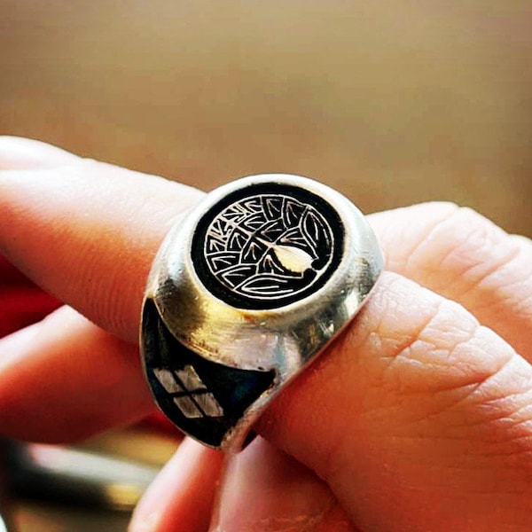 Japanese Ring Silver Ancient Japanese Kamon Ring Signet Ring Mens Handmade Silver Ring Japanese Signet Ring Mens Japanese Family Crest