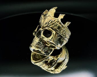 Poseidon Crown Skull Ring, Sterling Silver Mythology Jewelry, Greek God-Inspired Ring for Men, Unique Greek Mythology Gift