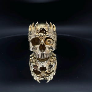 Mens Hades Ring - Handmade Sterling Silver Greek Skull Ring For Men Gift Hades Skull Mens Ring Demon Silver Ring
