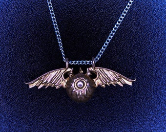 Sterlingzilveren hanger met gevleugeld oog, gotische occulte sieraden