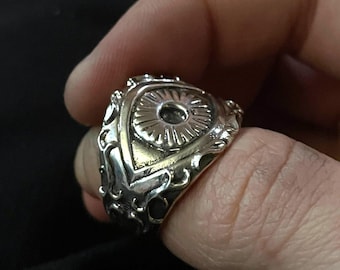 Handgemaakte sterlingzilveren cycloopring, sieraden uit de oude Griekse mythologie