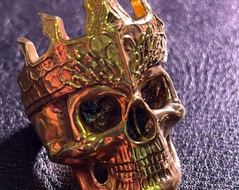 Sterlingzilveren ring met gekroonde schedel, gotische occulte sieraden