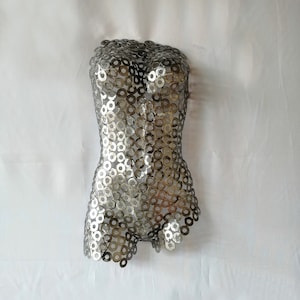 Metal Wall art abstract sculpture Metallic torso of woman, Artisan Sculpture, Metallic Sculpture, metal sculpture of a woman