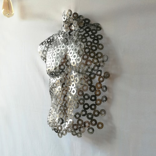 Metal Wall Art Abstract Sculpture Metallic Torso of Woman Etsy
