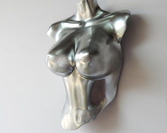 metal torso aluminum wall sculpture chest abstract sculpture Nude woman metal torso, EddiArt industrial style metal sculpture