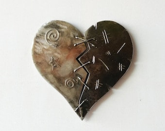 Metal heart Craft Sculpture indoor ornament 3d heart metal wall sculpture love