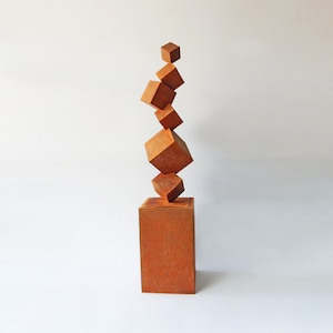 Metal garden sculpture, garden art, cube tower, cubist sculpture, geometric metal sculpture acero corten, corten steel, rusted metal eddiart