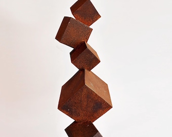 outdoor sculpture / cube tower sculpture / corten steel garden sculpture / sculpture / metal wall art / metal sculpture / Yard Decoration