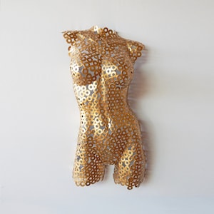 Busto Metallic Sexy Woman Wall Sculpture - Contemporary Art naked torso wall sculpture by eddiart