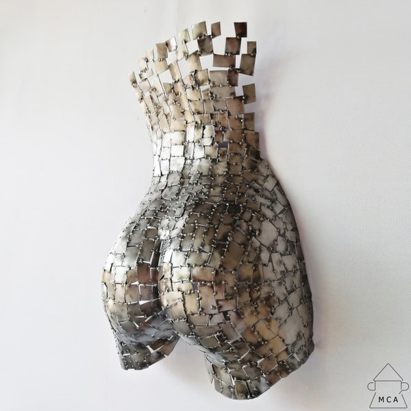Metal Wall art abstract sculpture Metallic torso of woman, Artisan Sculpture, Metallic Sculpture, metal sculpture of a woman