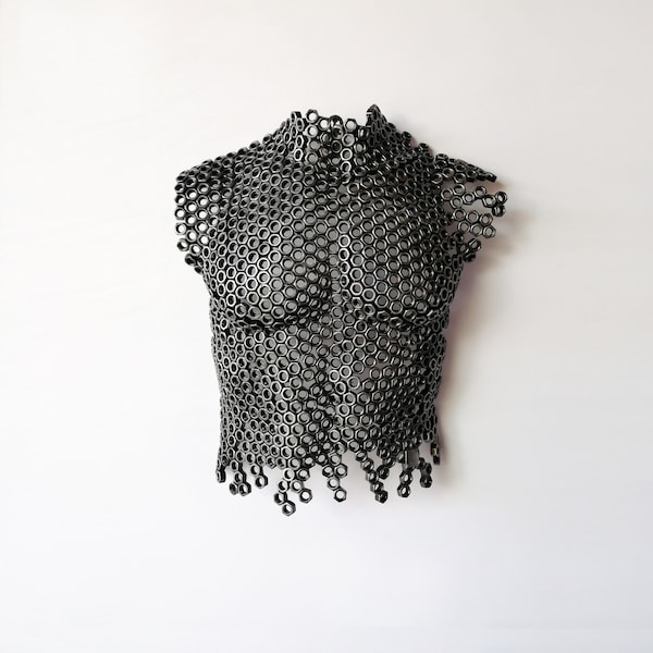 Body of man body nude human torso sexy industrial style doodle human sculpture gift human sculpture metal art sculpture by EddiArt