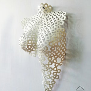 White Metal Wall Art Sculpture Modern Female metal Torso Home Decor by EddiArt