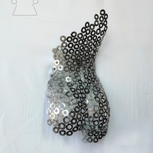 Metal Wall art abstract sculpture Metallic torso of woman, Artisan Sculpture, Metallic Sculpture, metal sculpture of a woman