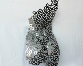 Metal Wall art abstract sculpture Metallic torso of woman, Artisan Sculpture, Metallic Sculpture, metal sculpture of a woman
