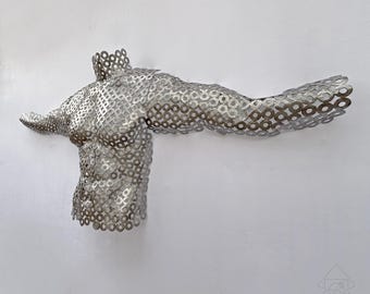 metal torso metal wall art metal torso home decor abstract metal figurine, large art for home sexy naked torso sculpture