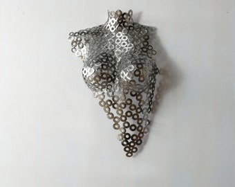Metal Wall art abstract sculpture Metallic torso of woman, Artisan Sculpture, Metallic Sculpture, metal sculpture of a woman
