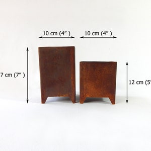 Pair of Industrial Style Metal Square Pots / acero corten / Perfect Pair for Your Decoration, Unique Ideas for Indoor and Outdoor Garden image 9