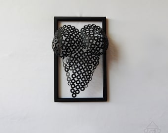 framed metal heart for wall wall sculpture by eddiart