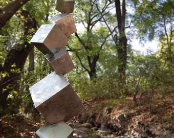 sculpture industrial style metal sculpture modern cubist metal figure cubes by eddiart