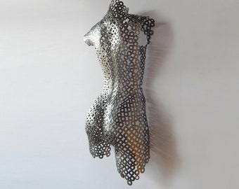 Metal female torso / Sexy female metal sculpture / Female art for decoration