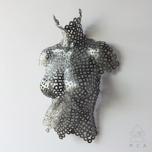 Metal Wall art abstract sculpture Metallic torso of woman, Artisan Sculpture, Metallic Sculpture, metal sculpture of a woman