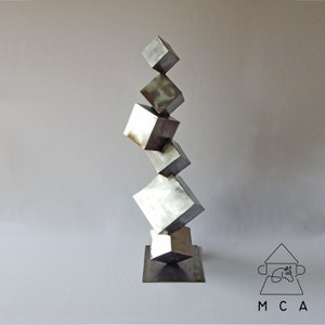 sculpture industrial style metal sculpture modern cubist metal figure cubes by eddiart