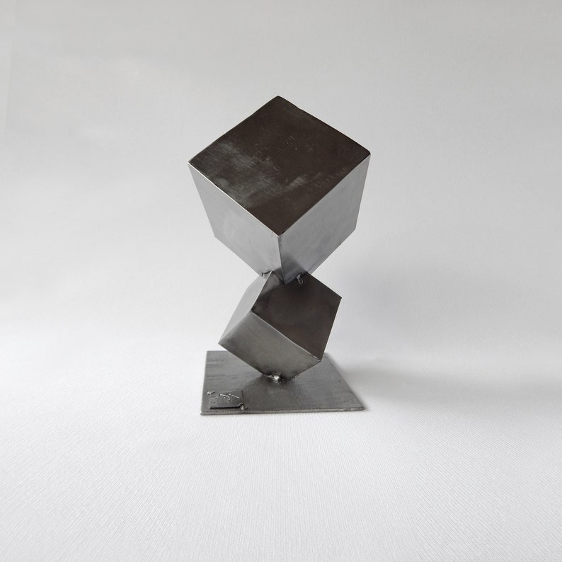 Cubist Style Metal Sculpture / Corten Steel Interior Decoration Sculpture Modern Industrial Cubes by EddiArt image 2