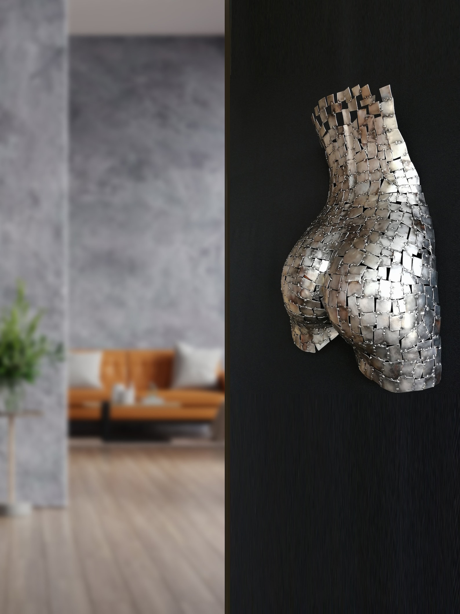 Metal Wall Art Abstract Sculpture Metallic Torso of Woman Etsy