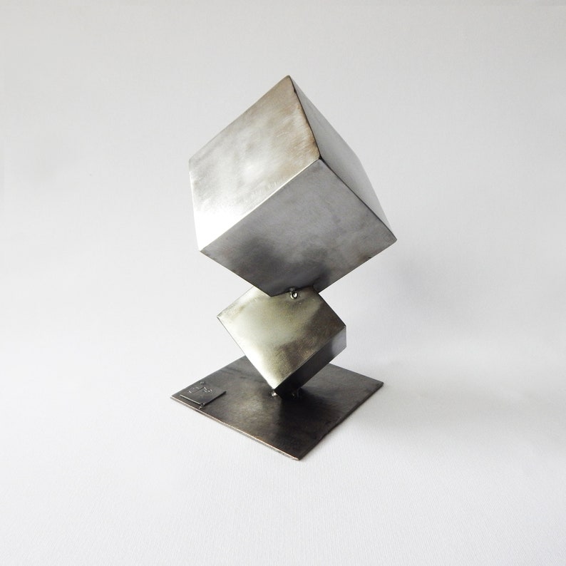 Cubist Style Metal Sculpture / Corten Steel Interior Decoration Sculpture Modern Industrial Cubes by EddiArt image 4