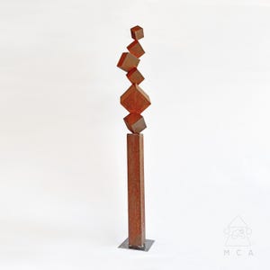 outdoor sculpture / cube tower sculpture / corten steel garden sculpture / sculpture / metal wall art / metal sculpture / Yard Decoration