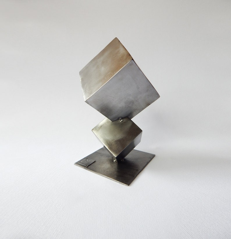 Cubist Style Metal Sculpture / Corten Steel Interior Decoration Sculpture Modern Industrial Cubes by EddiArt image 6