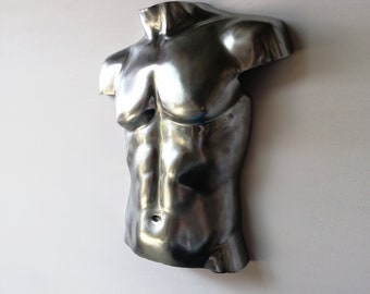 metal torso in aluminum abstract sculpture Metal torso of a man, industrial style Metal Artisan Sculpture by EddiArt