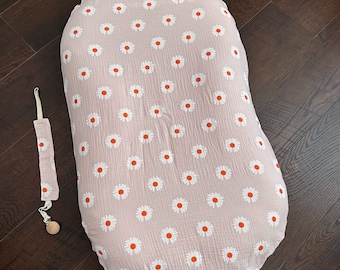 Muslin Snuggle Me Organic Cover | Handmade Cotton Beige Slipcover | Neutral Baby Lounger Cover | Snuggle Me Infant Nest Cover