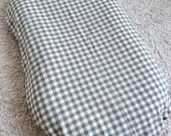 Gingham Cotton Snuggle Me Cover, Checkered Baby Lounger Cover, Infant Cushion Slipcover, Neutral Nursery Bedding, Baby Shower Gift