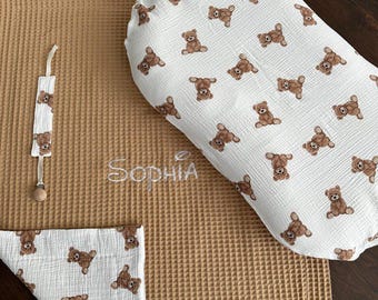 Manta de muselina bordada para bebé: suave algodón gofre, regalo para recién nacido