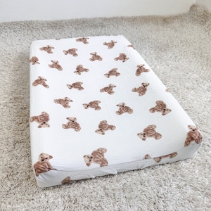 Organic Muslin Changing Pad Cover: IKEA VADRA, Teddy Bear Print