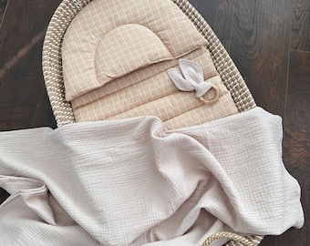 Organic Cotton Changing Basket Liner & Muslin Swaddle Blanket Set