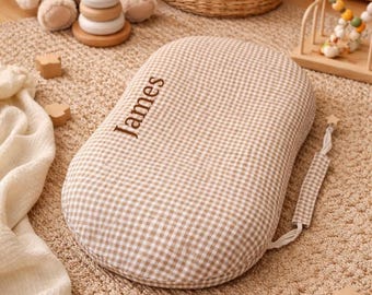 Gingham Muslin Snuggle Me Organic Lounger Cover, Baby Lounger Cover, Neutral Nursery Decor, Newborn Gift