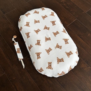 Funda de muselina Snuggle Me de osito de peluche, funda Snuggle Me, juego de 2 fundas de muselina, funda de muselina Snuggle Me de cuadros vichy, funda orgánica