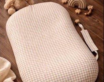 Gingham Muslin Nursing Pillow Cover, Baby Lounger Cover, Soft Breathable Fabric, Compatible with Snuggle Me Organic