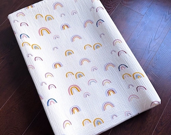 Organic Muslin Changing Pad Cover: Rainbow IKEA VADRA Fitted Sheet
