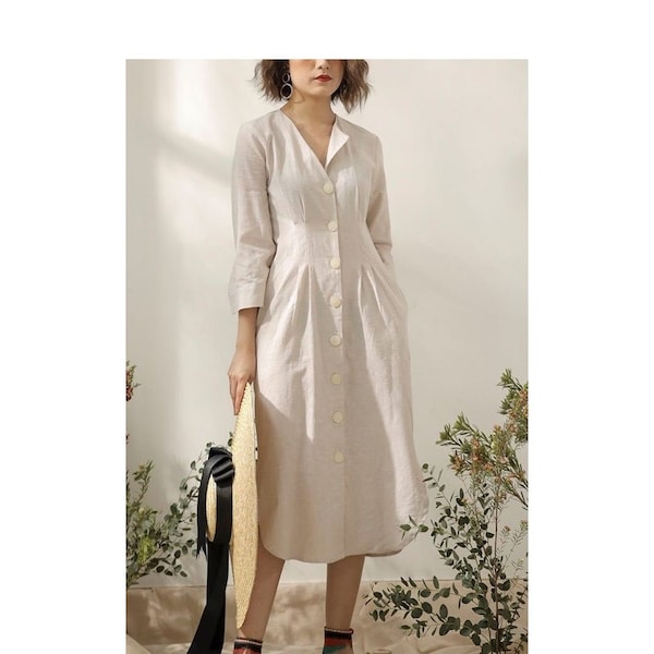 Linen Shirt Dress Etsy