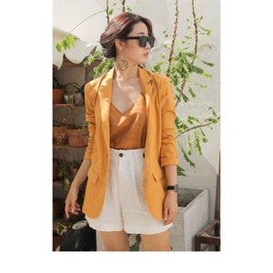 Linen Jacket in Orange - Linen Camisole - Linen Short - Linen Set of 3