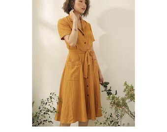 Women Linen MINI Shirt Dress With Detachable Tie - Short Sleeves Linen  Shirtdress With Front Pockets - A-line Summer Dress - Etsy