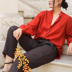 Oversized Linen Shirt - Long Sleeve Loose Linen Shirt - Oversize Linen Blouse - Women Linen Clothing